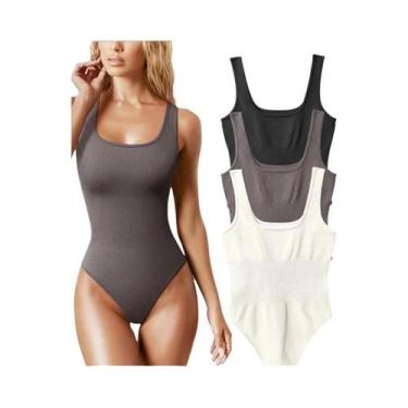 Imagem de Macacão Feminino Slim Fit De Verão Em Malha Sólida Casual Chic - NONE,