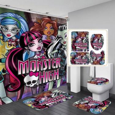 Imagem de Conjunto de cortinas de chuveiro Monsters Highs Anime, 4 unidades com 