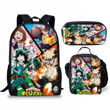 Imagem de Conjunto de mochilas My Heros Academias Anime para crianças e escolas 
