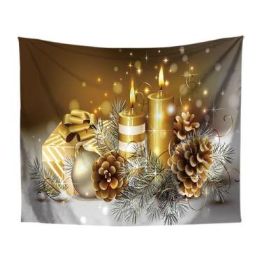Imagem de Tapeçaria Golden Christmas Snowflake Wall 150x130cm Microfabric - yiwe
