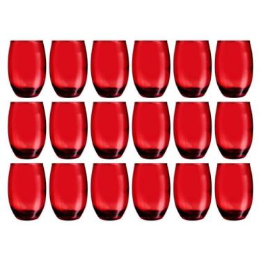 Imagem de Conjunto Com 18 Copos Vidro Bellagio 450ml Grande Vermelho - PRATICASA