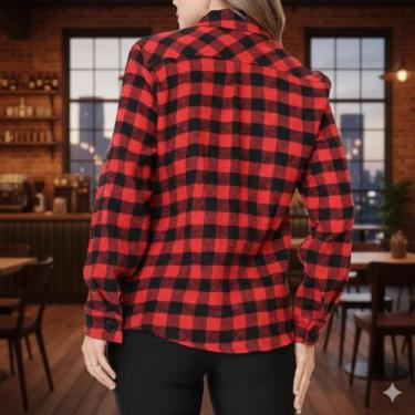 Imagem de Camisa Feminina Xadrez Festa Junina Manga Longa  Look Caipira Tradicio