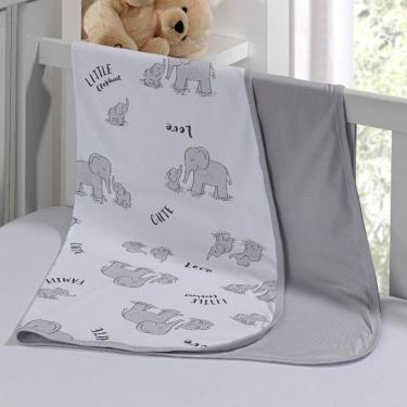 Imagem de Cueiro Duplo Tecebem Baby Dom Malha 100% Algodão Estampado Kinder 80cm X 90cm Cinza