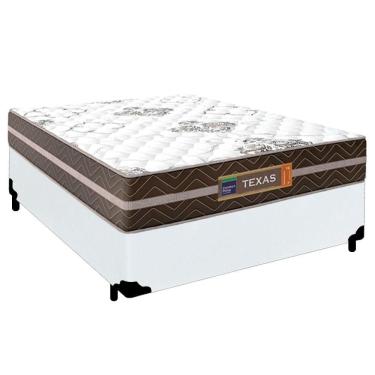 Imagem de Cama Box Casal Sintético + Colchão Molas Ensacadas Texas Colchões 138cm Branco - Suport...
