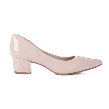 Imagem de Sapato Scarpin Moda Feminina Rafaela Salto Baixo Grosso 5 Cm, Nude, 35