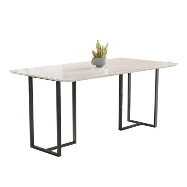 Imagem de Mesa de Jantar 4 Lugares 135cm Tampo Vidro/MDF Atena Preto/Off White
