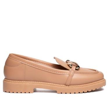 Imagem de Mocassim Feminino Moleca Loafer Tratorado Napa Nude, Nude, 38