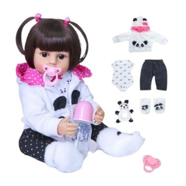 Imagem de Bebê Reborn Boneca Realista Menina Silicone 48cm - MIEMAY KIDS, Panda