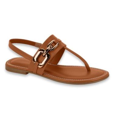 Imagem de Sandalia Rasteira Feminina Beira Rio Macia Leve Detalhes Corrente Five