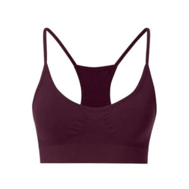 Imagem de Top Sutiã Nadador Fitness Microfibra Sem Costura E Bojo She, P, Bordô