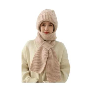 Imagem de Conjunto De Gorro E Cachecol De Inverno Para Mulheres, Proteção Contra