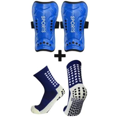 Imagem de Meia Antiderrapante Esportiva Futebol Profissional + Caneleira Futebol