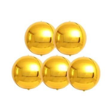 Imagem de Balões De Folha Dourada 5pcs, Balões Metálicos Polidos Em Espelho 4D P
