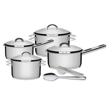 Imagem de Jogo de Panelas Aço Inox Solar 4 Peças Colher e Pegador Tramontina