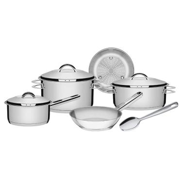 Imagem de Jogo Panelas Solar Inox 5 Peças Fundo Triplo e Colher Tramontina