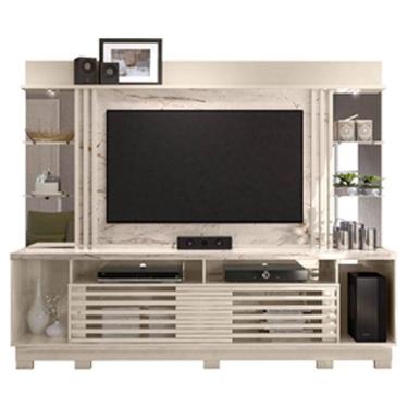 Imagem de Estante Home Theater Frizz Gold com Pés Calacata Off White – Madetec