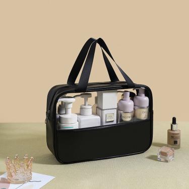 Imagem de Bolsa Necessaire para Maquiagem Transparente à Prova de Águas em PVC Preto OEM Unissex...