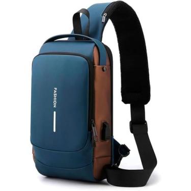 Imagem de Bolsa Bag Pequena Masculino Couro Tiracolo Transv. Ombro - Sami, Azul,