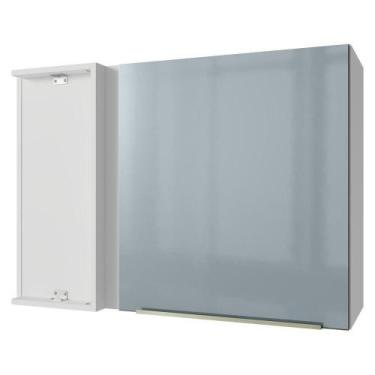 Imagem de Armário Aéreo De Canto 1 Porta Branco/cinza Lux Madesa Branco/cinza