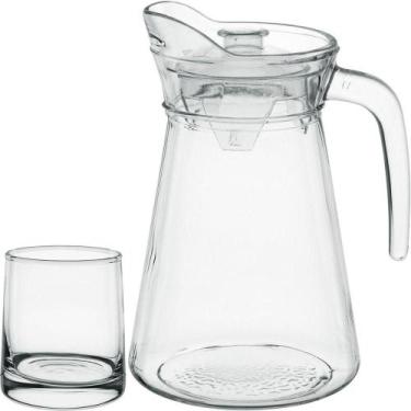 Imagem de Jogo Jarra/copos Tampa Acrilico água Suco Vidro 1,5l/270ml - HOME & CO