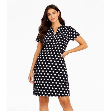 Imagem de Vestido Curto Estampado Com Peitilho Infinita Cor Preto, GG, Preto