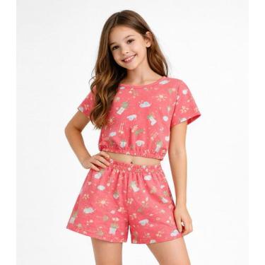 Imagem de Conjunto Infantil Feminino Blusa E Short Select Rosa, 6, Rosa