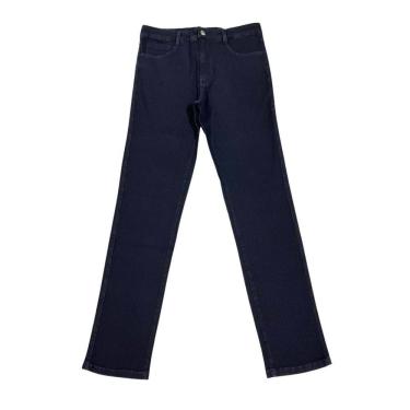 Imagem de Calça Masculina Cotele Algodão Corte Alfaiataria Preto Azulado 38-48 Jamer