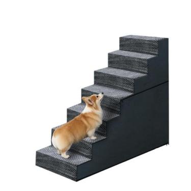 Imagem de Escada para Cães Casusv 31" com 7 Degraus, Capa Lavável e Antiderrapan