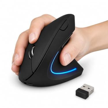 Imagem de Mouse Vertical Ergonômico Sem Fio Recarregável RGB DPI Ajustável USB 2.4G Compatível co...