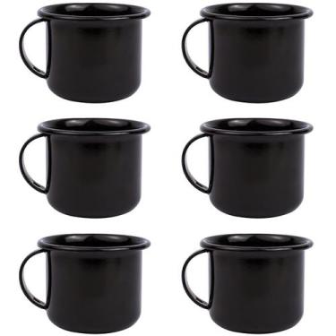 Imagem de Jogo 6 Canecas Esmaltadas Pequenas Com Alças 90ml Xícaras Ágata Para C