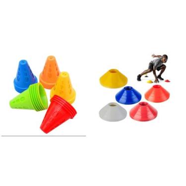 Imagem de Funcional Treino 10 Pratos Chapéus + 10 Cones C/ 3 Barreiras - Kit Fun