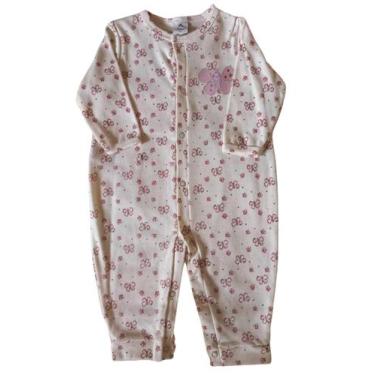 Imagem de Macacão Bebê Feminino Longo sem pezinho Borboletinha Piu Blu, Off whit
