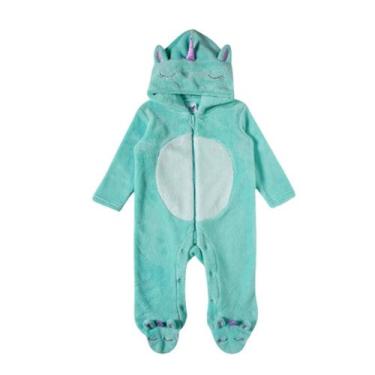 Imagem de Macacão Unicórnio Bebê Pelúcia Com Pezinho Tip Top Envio Rapido, Azul 