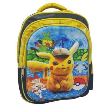 Imagem de Mochila 3D escolar Infantil Pokemon Pikachu com ziper e 3 compartiment