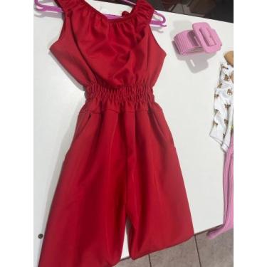 Imagem de Macacão infantil menina vermelho tamanho G veste de 6 até 10 anos - Vi
