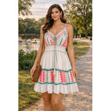 Imagem de Vestidos Feminino Indiano Boho Atemporal Varias Ocasiões Cor:Estampa7T