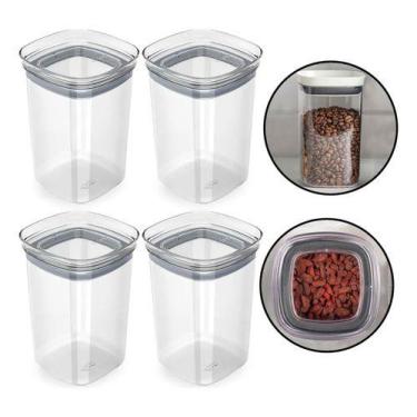 Imagem de Kit 4 Potes Herméticos Organizador Cozinha Casa 1 Litro Ou