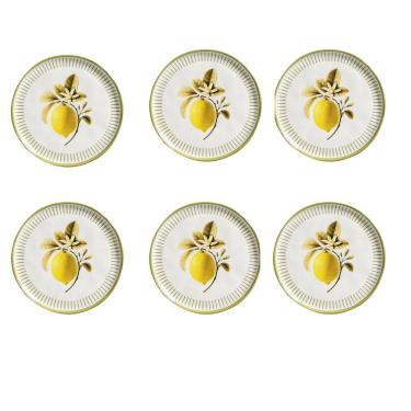 Imagem de Conjunto de 6 Pratos de Sobremesa Bio Lemon em Stoneware Alta Resistência para Uso Diário Porto Brasil