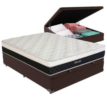 Imagem de Cama Box Baú Casal e Colchão Dallas Molas V-TECH