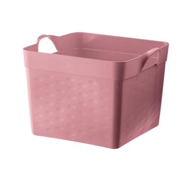 Imagem de Cesto Organizador Quadrado Moolti Plástico Flexível com Pegas Laterais 22L Rosa Sanremo