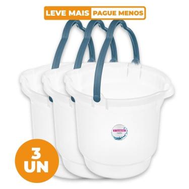 Imagem de Kit 3 Baldes Plásticos Hydrus com Alça Anatômica Bico Direcionador Escala Medidora 12L Transparente Sanremo