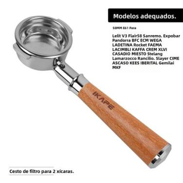 Imagem de Portafilter Sem Fundo Com Cabo De Madeira Para Delonghi, Barsetto, Ber