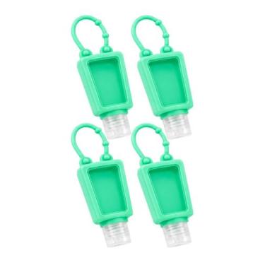 Imagem de Kit 4 Porta Álcool Gel Silicone Reutilizável Premium Cor:Verde - Escol