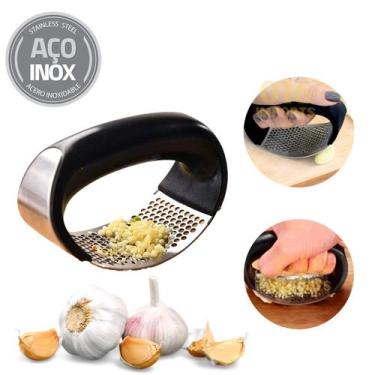 Imagem de Espremedor Amassador Triturador De Alho Manual Cozinha Inox - Espremed