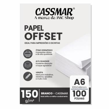Imagem de Papel Offset 150g A6 105X148mm Cor Branco 100fls - Cassmar