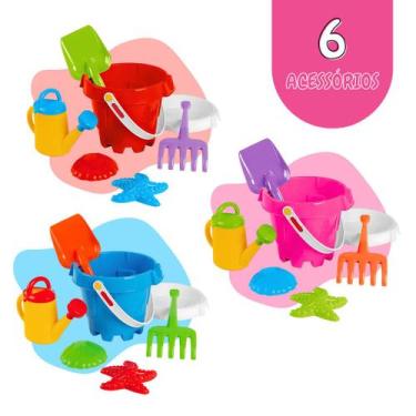 Imagem de Baldão de Praia Infantil Completo com 6 Acessórios - - Hyper Club, Azu