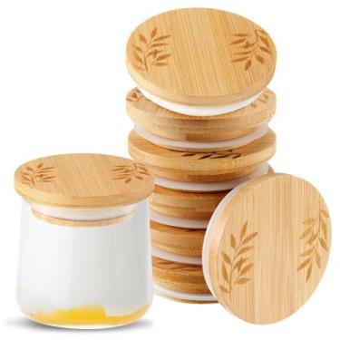 Imagem de Tampas de Pote de Iogurte de Bambu Tessco for you - Pacote com 12 unid