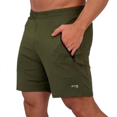 Imagem de Bermuda Masculina Fits Gym em Poliamida com Bolsos com Zíper, Azul mar