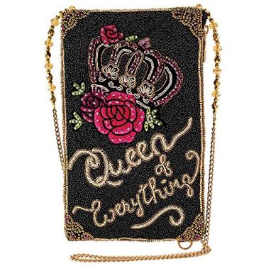 Imagem de Mary Frances Bolsa tiracolo para celular Queen of Everything com contas, bolsa clutch para noite, preta