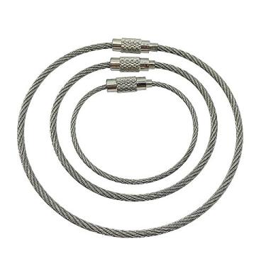 Imagem de 8 chaveiros de aço inoxidável com trava de parafuso para esportes ao ar livre, Prata, 150mm